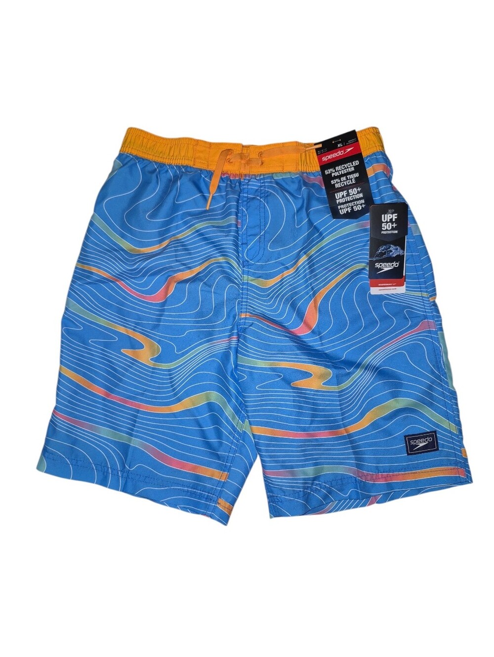 Speedo Colorful Lined Printed Board Short UPF 50+ Boys XL New With Tags